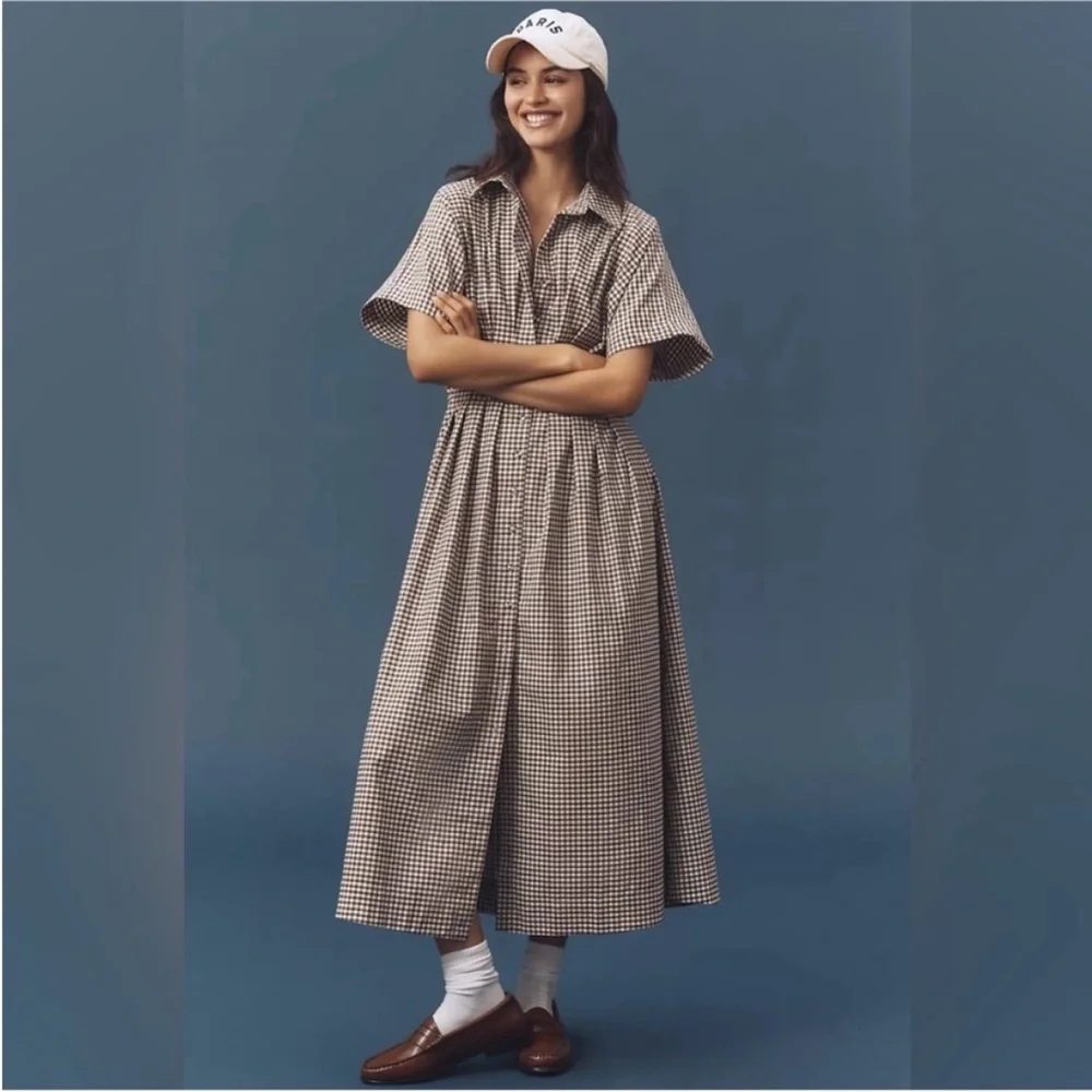 Anthropologie The Tobie Studded Shirt Dress by Exquise - Picture 1 of 12